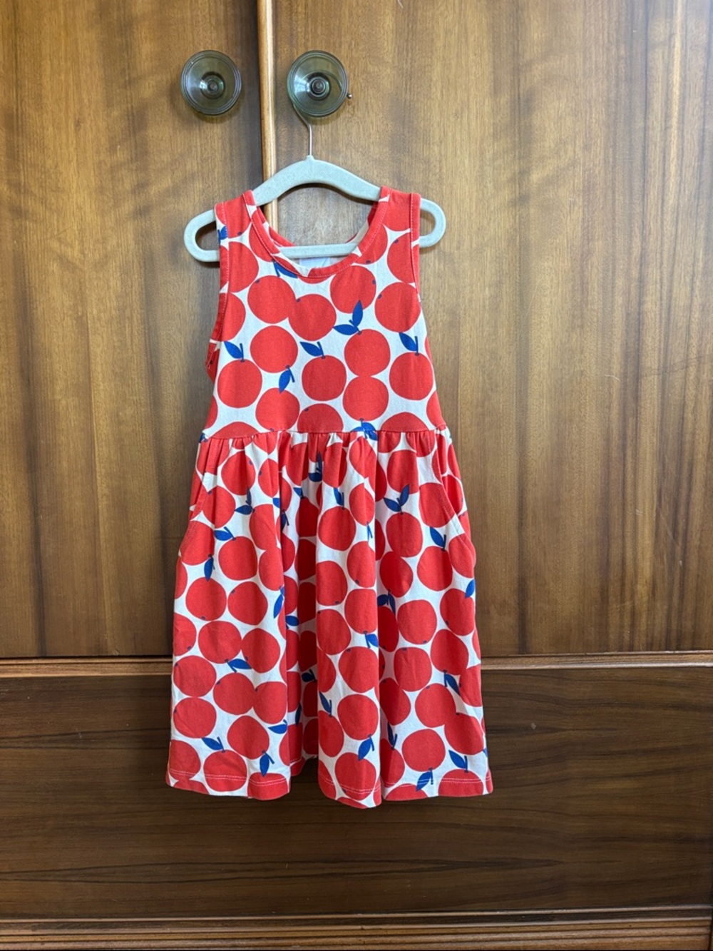 Hanna Anderson Little Girl Size 4 Red-Orange Print Cotton Dress